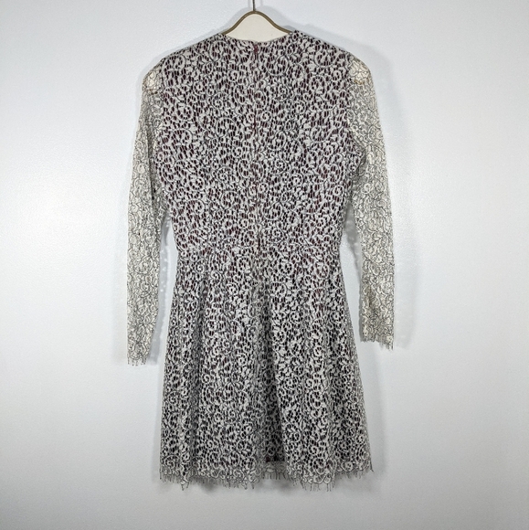 Carven White Lace Long Sleeve Dress with Red Lining - Size 8/40 - Picture 6 of 13